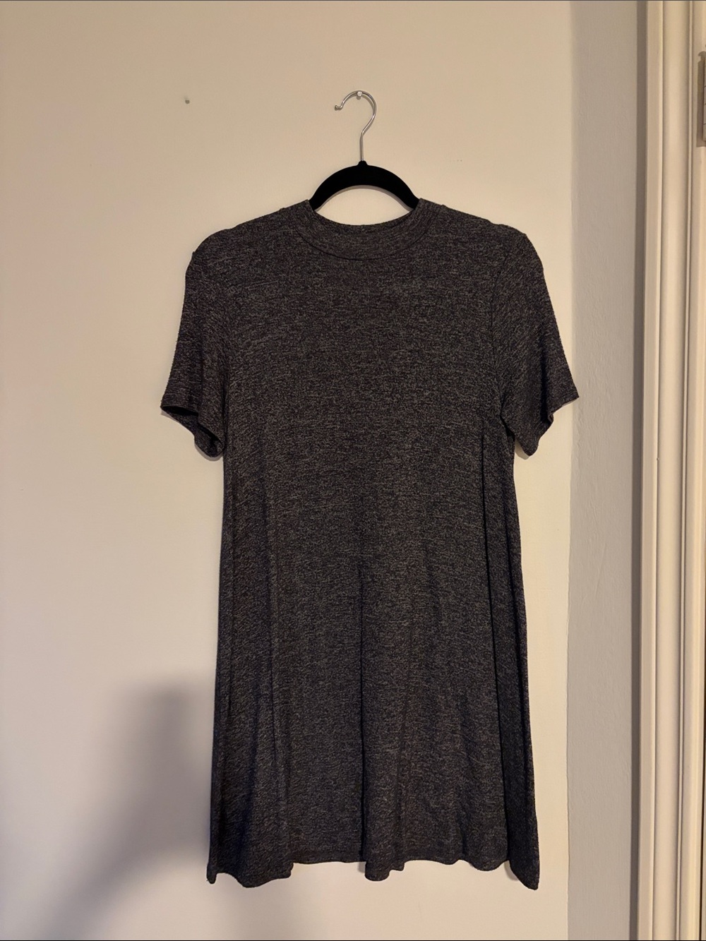 One Clothing Charcoal Short Sleeve Knit Mini Dress